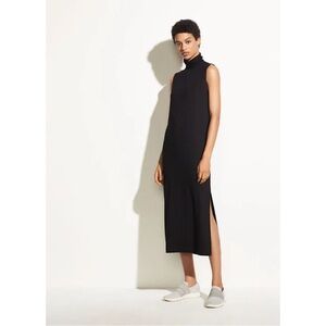 VINCE Sleeveless Turtleneck Midi Dress in Black S